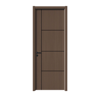 Porte extérieure en bois massif pré-montée, design contemporain, portes composites avec serrure intelligente pour la décoration de la chambre et de l'entrée