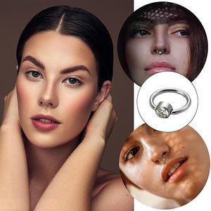 Anneau de nez en acier inoxydable avec strass et zircon serti, bijou de piercing sans soudure - Product Image 4