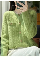Kardigan Kasmir Baru Musim Gugur dan Musim Dingin Wanita, Mantel Wangi Ringan, Sweater Kasmir Longgar
