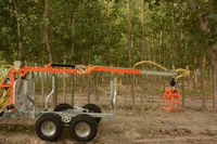 Remorque forestière à moteur à essence Wontide homologuée CE, quad, pour le transport de bois, avec grue pour tracteur, remorque à bois de 4,5 m