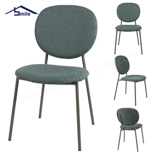 Conception populaire nordique café Restaurant salle à manger chaises tissu rembourré velours chaises de salle à manger tissu de lin - Product Image 5