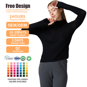 เสื้อสเวตเตอร์แคชเมียร์แท้ 100% ผลิตตามแบบ OEM ป้องกันการเป็นขุย เสื้อกันหนาวสำหรับผู้หญิง แขนยาว มีรูสำหรับนิ้วโป้ง คอเต่า ถักทออย่างดี - Product Image 2