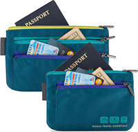 2 ensembles personnalisés de sacs à monnaie et passeports en nylon Ripstop avec fermetures éclair colorées