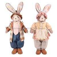Nouveauté : Peluche Lapin Couple Debout 70 cm, Faite Main, Durable, Bonne Qualité, Certifiée BSCI, en Plastique et Polyester, Décoration Intérieure