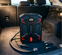 Compresseur d'air numérique portable 12V ABS avec manomètre numérique, gonfleur automatique, lumière d'urgence et adaptateurs de valve
