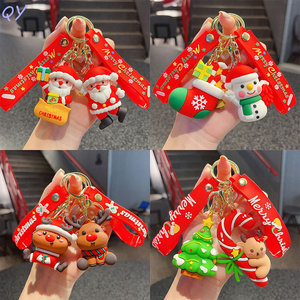 QY Venta al por Mayor de Llaveros Navideños de Dibujos Animados, Llaveros de PVC Suave con Diseño de Santa Claus y Muñeco de Nieve, Regalo Promocional para Festivales - Product Image 2