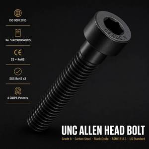 UNC Allen Head <strong>Bolt</strong> 1/4 5/16 3/8 1/2 5/8 3/4 Inch Hex Socket Cap Screw ASME B18.3 Grade 8 Black Oxide US Standard - Product Image 3
