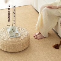 Tapis Rafraîchissant en Rotin et Bambou Tressé Style Tatami Japonais pour Adolescents, Facile à Nettoyer, Tapis d'Été pour Maison, Salon, Table Basse, Salon de Thé