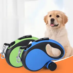 Tali anjing dapat ditarik otomatis produk hewan peliharaan Logo kustom pabrikan kualitas tinggi untuk anjing dengan tas kotoran