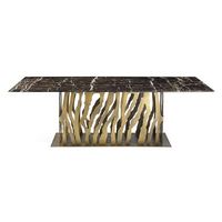 Ensemble de table à manger moderne et grandiose avec 4 chaises royales, plateau en marbre et base en métal, table à manger de luxe
