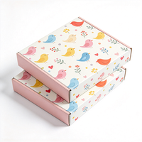 Boîte cadeau personnalisée avec motif d'oiseaux imprimé numériquement, carton ondulé multicolore, emballage écologique