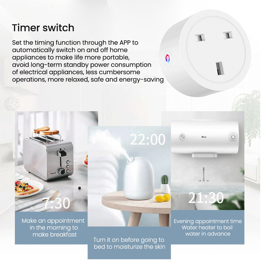 HONPNK Smart Life UK 16A Tuya ZigBee 3.0 Voice Control Energy Monitor Timer Wi-Fi Smart Plugs with Alexa & Google Home
