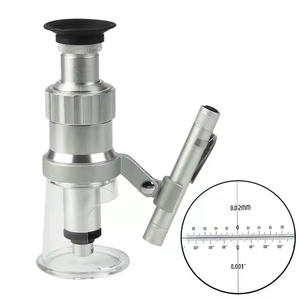 Lente d'ingrandimento in metallo ad alta potenza 100X con illuminazione a LED, microscopio tascabile con scala - Product Image 1
