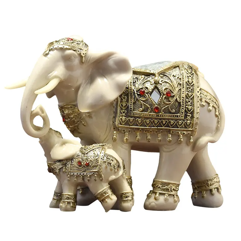 Sculpture en résine d'art moderne pour la maison européenne Artisanat Décorations de bureau Résine exquise Animal Lovely Elephant Sculpture modèle