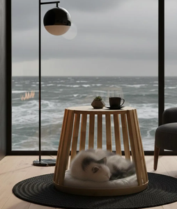 Custom 2-in-1 Nordic Style Wooden House & Minimalist Side Table for Cats - Product Image 4