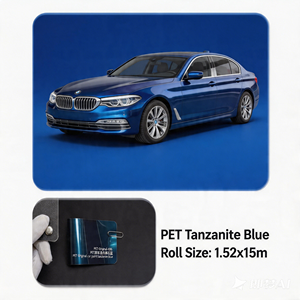 High Quality Glossy tanzanite blue PET Car <b>Vinyl</b> Wrap 8.5mil Color Changing sticker Film Protective Anti-collision Self-healing - Product Image 1