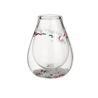Vente en gros en ligne de tasses à jus en verre borosilicate à double paroi, tasses à thé à double couche et soucoupes avec fleurs séchées