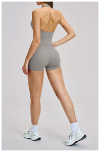New <strong>Lady</strong> Fitness Workout <strong>Set</strong> Soft Nude Feeling Fabric Sports Bra Crop <strong>Top</strong> Sleeve Yoga <strong>Shorts</strong> Leggings Gym Fitness Yoga <strong>Set</strong> - Product Image 5