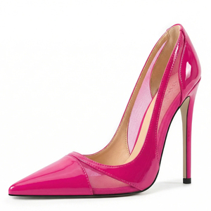 Logo Custom Big Size 47 Women Patchwork High Heels Sexy Pointed Toe Stiletto Pumps Dress Wide Fit Mesh <b>Shoes</b> - Product Image 1