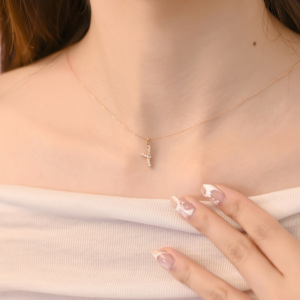 Collar con Colgante de Letra Y, Estilo Minimalista, con Diamante Natural Real, Oro de 18 Quilates, Joyería para Mujer, Nuevo - Product Image 5