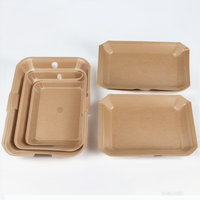 Plateau rectangulaire jetable d'emballage alimentaire en papier kraft pour bateau de restauration rapide à emporter pour bateau
