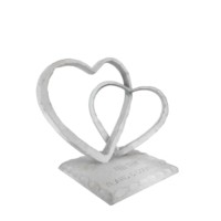 Sculptures en fonte en forme de double cœur entrelacé, ornement métallique en forme de cœur creux avec base gravée, articles de décoration pour la maison et le bureau