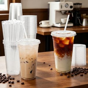 Vasos Desechables de Plástico PET con Tapa en Forma de U, Transparentes, con Impresión de Logotipo Personalizado, para Café, Bebidas Frías, Té con Leche, Refrescos y Agua - Product Image 3