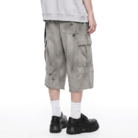 Shorts cargo vintage délavés et usés pour hommes, coupe large, streetwear, personnalisables OEM 2026