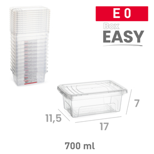 Contenitore di plastica trasparente da 700 ml Box Easy per l'organizzazione domestica, durevole e riutilizzabile - Product Image 1