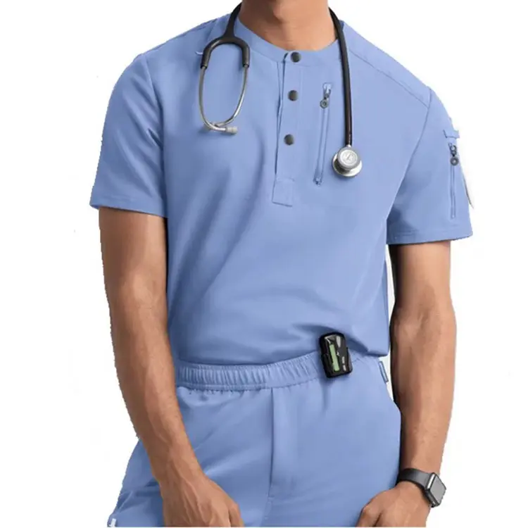 FUYI nuovo arrivo a buon mercato all'ingrosso perfetto fit medico uniforme infermieristica medica scrub per uomo