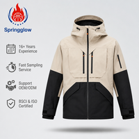 Veste de ski imperméable 3L à capuche pour homme, veste de snowboard, logo personnalisé, blocs de couleur, hiver, fabricant OEM en gros
