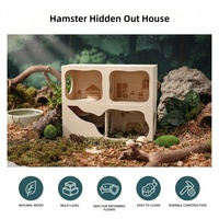 Rumah Terowongan Pengamatan Kayu yang Dapat Dilepas untuk Hamster, Dekorasi Kandang, Mainan untuk Hamster Suriah Grosir