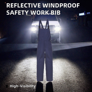 Reflective Hi Visibility Safety Bib Cotton Anti-Wrinkle CE Certified Windproof Workwear for Men - Product Image 2