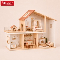 Maison de poupée en bois de style nordique avec mobilier complet, maison pour chiot, escalier, figurines de famille, jouet de jeu d'imitation pour enfants W06A773