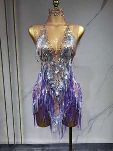 Costume de danse latine à franges dégradées Iris, robe de performance de talent, costume de performance de bal - Product Image 4