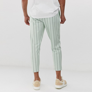 YIHAO marca de alta calidad de moda luz verde sandía rayas casuales de los hombres <span class=keywords><strong>pantalones</strong></span> de seda - Product Image 4