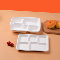 Barquettes jetables industrielles compostables en bagasse de canne à sucre, à compartiments, pour services alimentaires à haute capacité, traiteur aérien, efficaces et compatibles micro-ondes