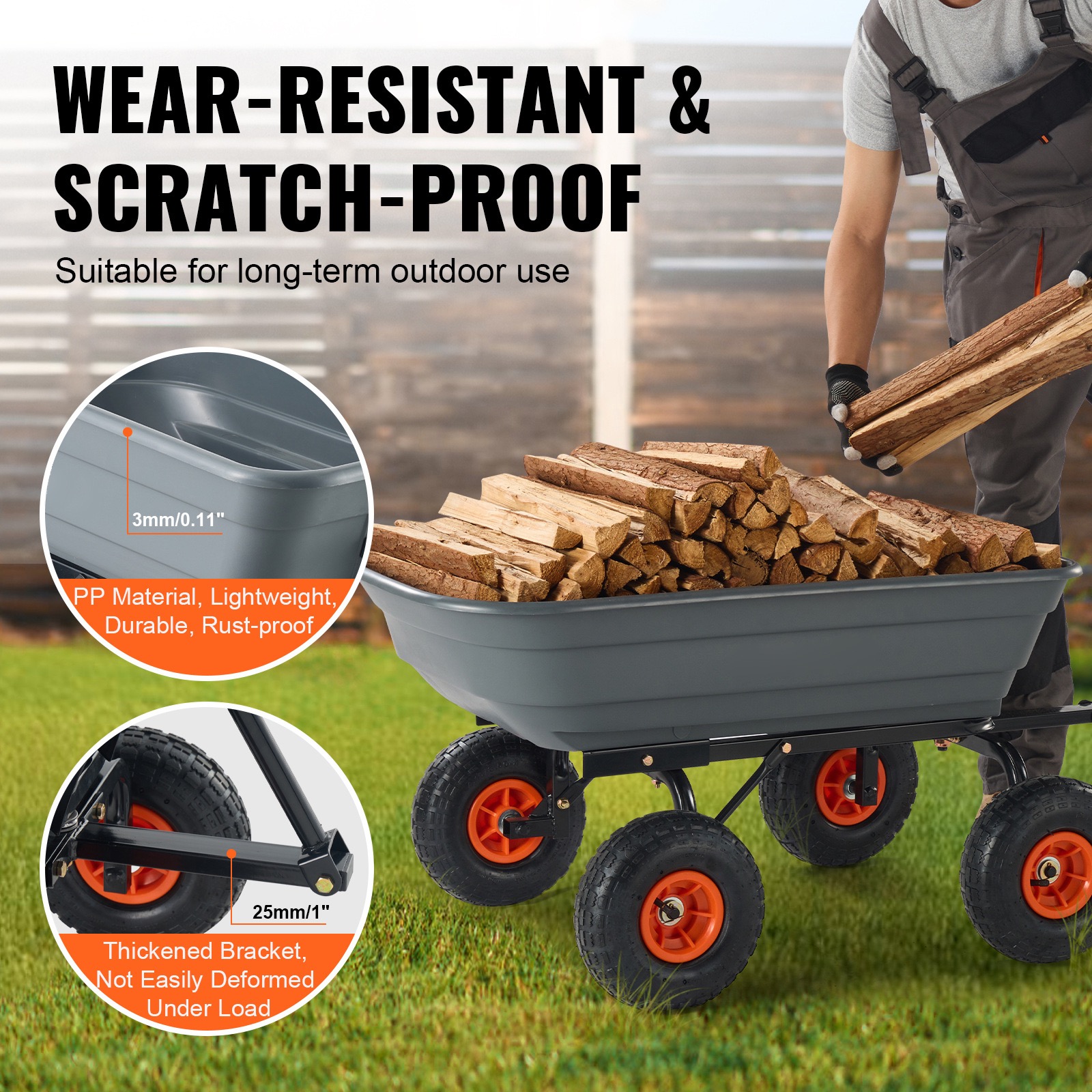 Easy Assemble Garden Dump Cart Garden Hand Cart Transport Trolley Garden Trolley with Handle