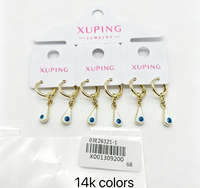 XUPING Vente en gros Boucles d'oreilles créoles cœur plaqué or 14K avec breloque émail colorée pendante pour femme Bijoux de mode