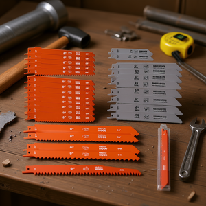 Juego de hojas de sierra recíprocas bimetálicas de 6 pulgadas con vástago universal para cortar madera y metal, naranja y gris, 32 piezas - Product Image 2