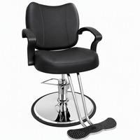 Fauteuil de Barbier Professionnel Pivotant en Cuir PU avec Accoudoirs et Piètement Métallique pour Salon de Coiffure – Vente en Gros, Export Direct