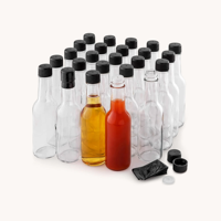 Klare Glas-Saucenflasche 5oz 8oz 12oz 16oz Woozy-Flasche mit Schwarzem Kunststoffdeckel für Scharfe Sauce BBQ Ketchup Olivenöl Großhandel