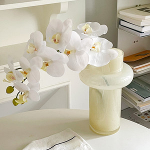 Orchidées blanches, 9 tiges <span class=keywords><strong>d</strong></span>'orchidées, fleurs artificielles, toucher réel, latex, branches <span class=keywords><strong>d</strong></span>'orchidées Phalaenopsis artificielles pour la <span class=keywords><strong>d</strong></span>écoration de table - Product Image 6