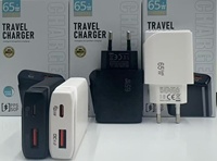 Chargeur de téléphone rapide 65W GaN, prise EU, double USB-A Type-C PD3.0 QC4.0, chargeur mural rapide portable pour ordinateur portable et téléphone