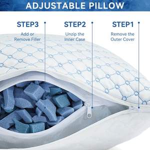 Almohadas de espuma viscoelástica trituradas para juego de cama de 2, almohadas de enfriamiento para dormir tamaño Queen paquete de 2, almohada fresca ajustable - Product Image 5