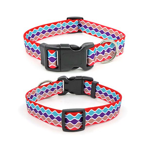 Adjustable Fashion Dog Collar <b>Geometric</b> Pattern Polyester Buckle Closure All Seasons Use Customizable Color Reflective <b>Panel</b> - Product Image 1