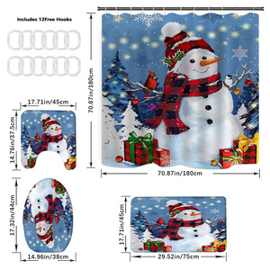 Rideau de Douche en Polyester Scène de Noël Bonhommes de Neige Argentés, Rideau de Salle de Bain Imprimé Numérique Personnalisé, Imperméable, Vente en Gros 2 - Product Image 5