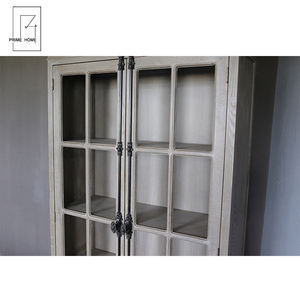 Libreria per porte in vetro di quercia naturale a battente in stile francese per mobili per la casa all'ingrosso - Product Image 3