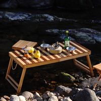 Ensemble table et chaises pliantes en bois de hêtre, robuste et portable, design artisanal, pour le camping, les pique-niques et la détente en plein air
