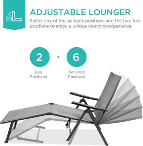 كرسي استلقاء قابل للطي والتعديل للاستخدام الخارجي في الفناء أو بجانب حمام السباحة - Product Image 3